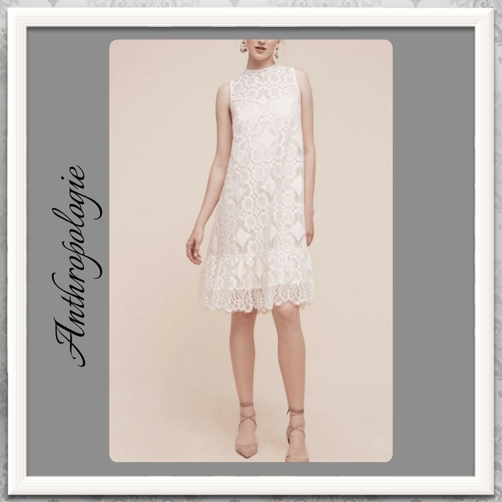 Anthropologie Ivory Lace Dress